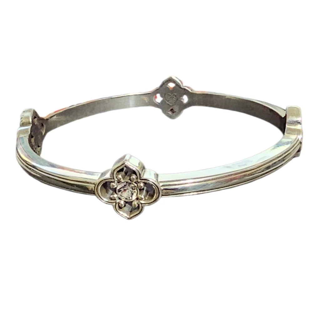 BRIGHTON Toledo Silver-Tone Bracelet with Quatrefoil Design & Swarovski Crystals